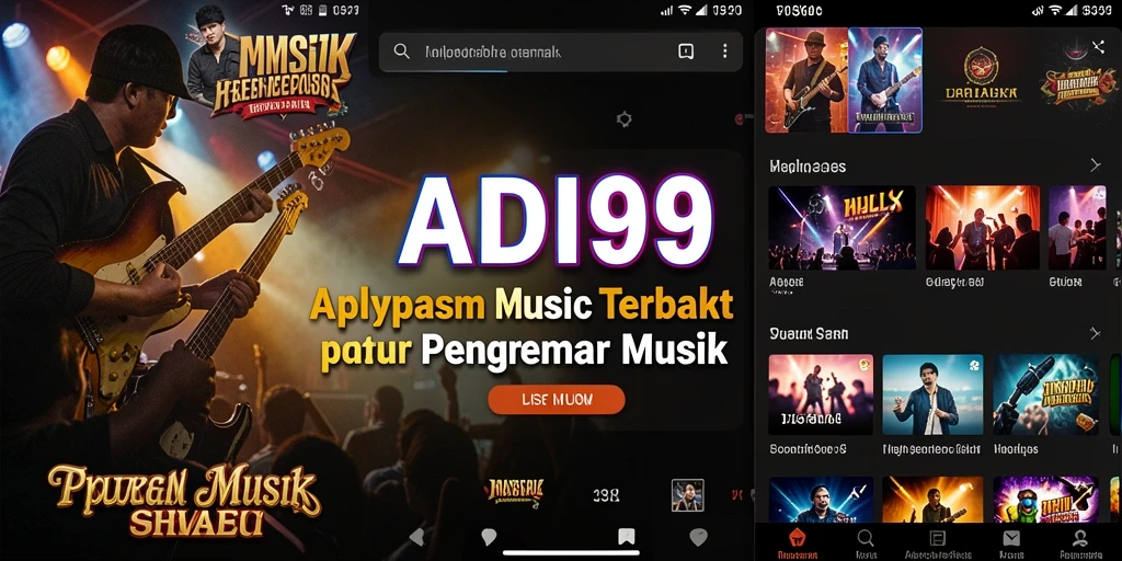 Tangkapan layar utama ADI99 menampilkan antarmuka permainan musik yang menarik.