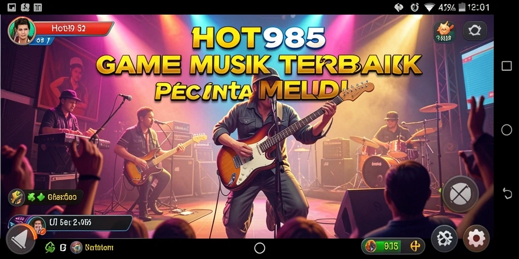 Screenshot utama HOT985 menampilkan gameplay yang seru dan interaktif dalam musik.