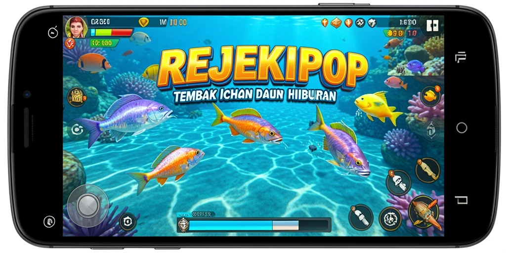 Tampilan aksi menembak ikan yang seru dalam REJEKIPOP.
