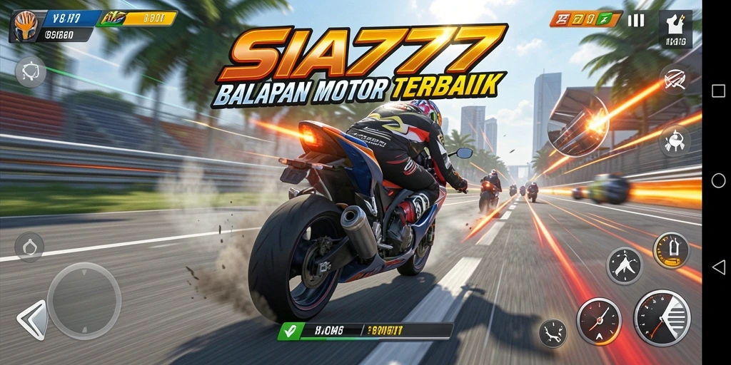 Tampilan utama gameplay SIA777 dengan balapan motor yang seru dan menegangkan.